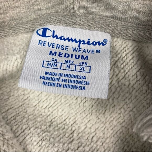 Champion Quarter Zip Hoodie Sweatshirt Red Stripe Medium - Picture 3 of 6